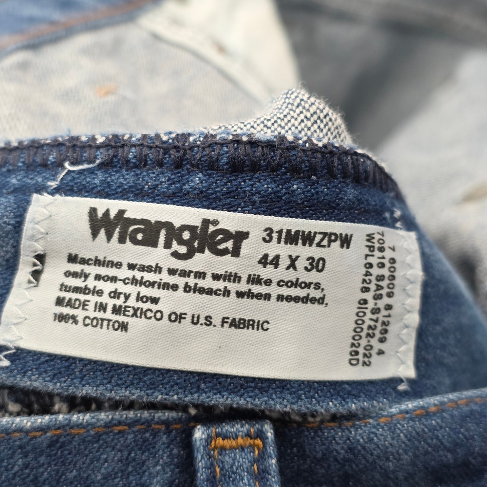 Wrangler 31MWZPW Relaxed Fit Jeans Mens 44x30 Blue Denim Workwear 100% Cotton - Picture 3 of 12